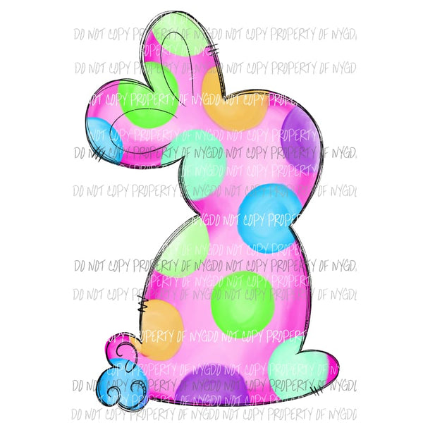 Pink Pastel Polka Dot Bunny Sublimation transfers Heat Transfer