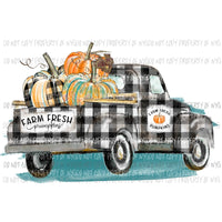 Plaid Black and white farm truck Pumpkins fall Sublimation transfers Heat Transfer