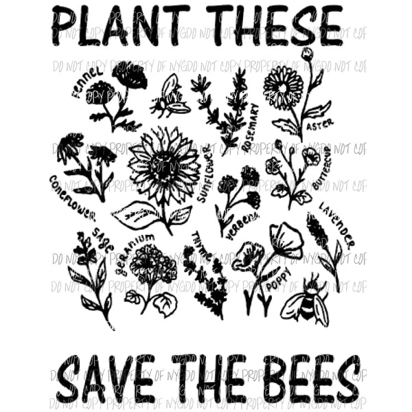 Plant these save the bees 1 Sublimation transfers Heat Transfer