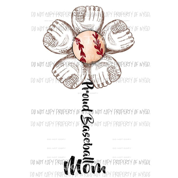 Proud Baseball Mom Flower #1 gloves Sublimation transfers Heat Transfer