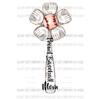 Proud Baseball Mom Flower #2 bat Sublimation transfers Heat Transfer