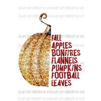 Pumpkin Fall Apples Bonfires Sublimation transfers Heat Transfer