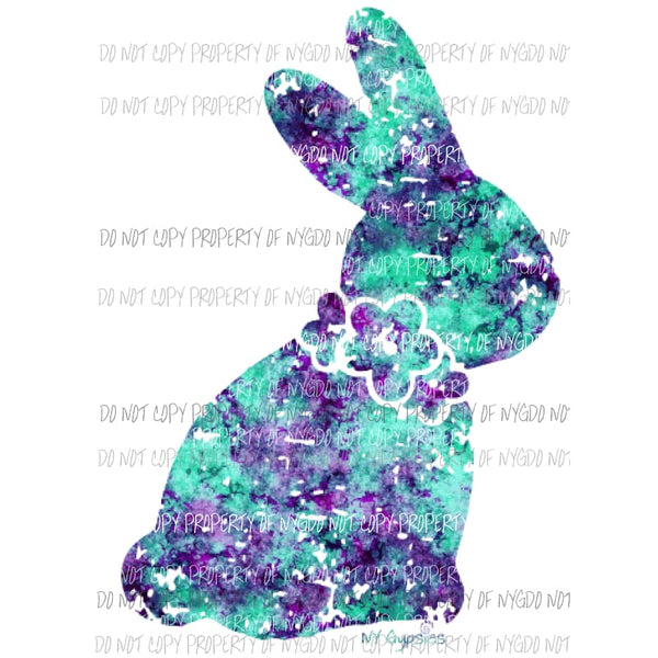 Purple and turquoise Easter Bunny Sublimation transfers Heat Transfer