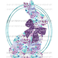 Purple Floral Bunny Oval Sublimation transfers Heat Transfer