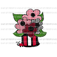 Red black flower pot Sublimation transfers Heat Transfer