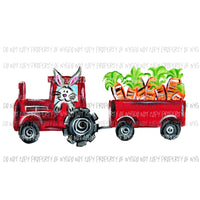 Red Tractor Wagon with carrots bunny Sublimation transfers Heat Transfer