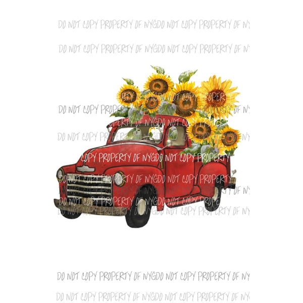 Red truck with sunflowers Sublimation transfers Heat Transfer