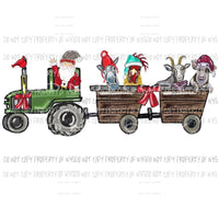 Santa driving tractor with farm animals Christmas Sublimation transfers Heat Transfer