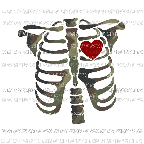 Skeleton # 3 camouflage print red heart Sublimation transfers Heat Transfer