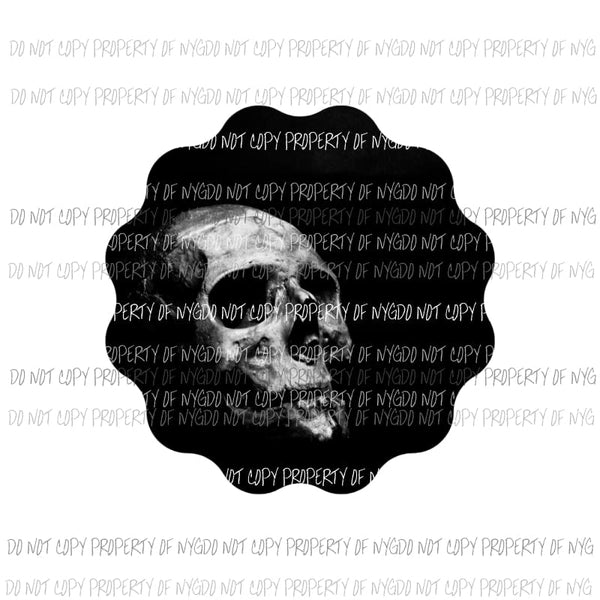 Skull # 1 black and white Halloween horror Sublimation transfers Heat Transfer