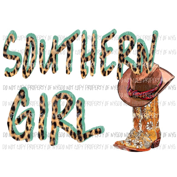 Southern Girl cowboy boots Turquoise Sublimation transfers Heat Transfer