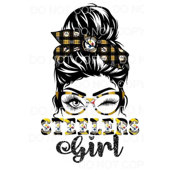 Steelers Girl Pittsburgh Football Messy Bun Yellow Black 