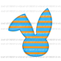 Striped Bunny orange blue Sublimation transfers Heat Transfer