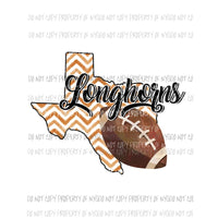 Texas Longhorns football chevron state Sublimation transfers Heat Transfer