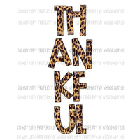 Thankful stacked leopard letters Sublimation transfers Heat Transfer