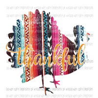 Thankful turkey serape Sublimation transfers Heat Transfer