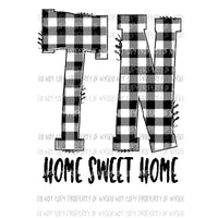 TN Tennessee BLACK Plaid HSH Sublimation transfers Heat Transfer