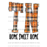 TN Tennessee ORANGE Plaid HSH Sublimation transfers Heat Transfer