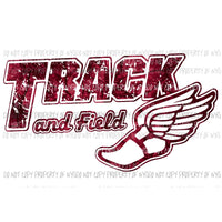 Track and Field burgundy Sublimation transfers Heat Transfer