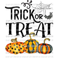 Trick or Treat pumpkin trio spider web bat Sublimation transfers Heat Transfer