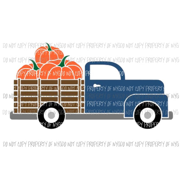 Truck Blue 3 pumpkin Sublimation transfers Heat Transfer