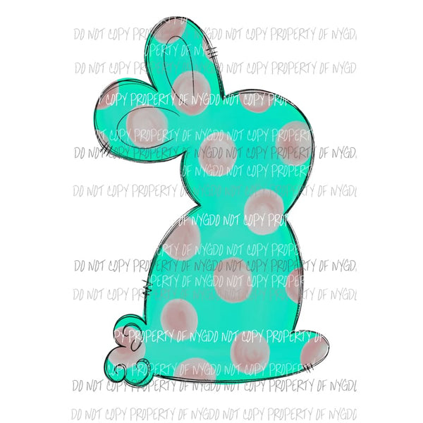 Turquoise Polka Dot Bunny Sublimation transfers Heat Transfer