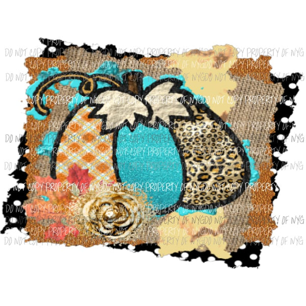 Turquoise Pumpkin Sublimation transfers Heat Transfer