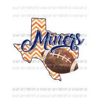 UTEP Minors Texas El Paso football chevron state Sublimation transfers Heat Transfer