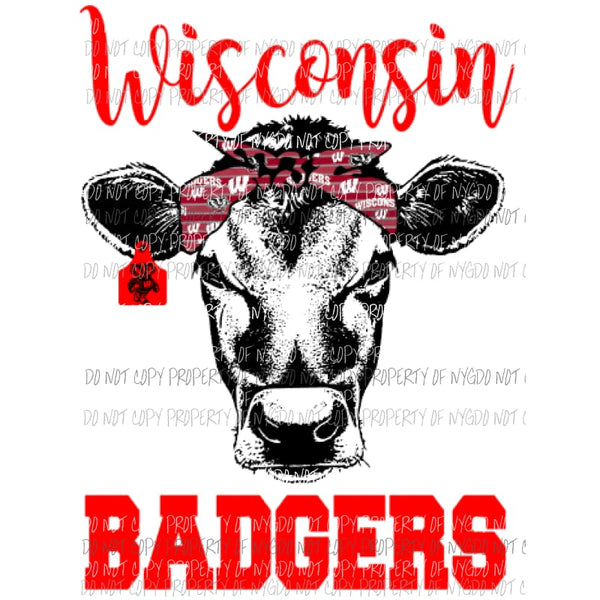 Wisconsin Badgers cow Sublimation transfers Heat Transfer