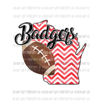 Wisconsin Badgers football chevron state Sublimation transfers Heat Transfer