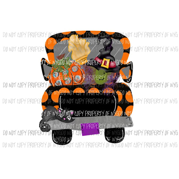 Witch Truck Fall Halloween Sublimation transfers Heat Transfer