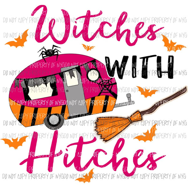 Witches with Hitches camper broom bats Sublimation transfers Heat Transfer