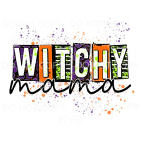 Witchy Mama Purple Orange Green Blocks Paint Splatter 