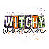 Witchy Woman Purple Orange Green Blocks Paint Splatter 