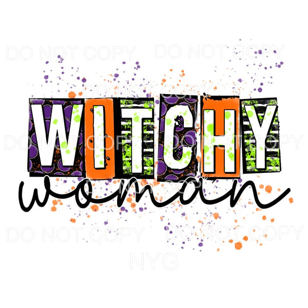 Witchy Woman Purple Orange Green Blocks Paint Splatter 