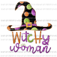 Witchy Woman witch hat polka dots Halloween Sublimation transfers Heat Transfer