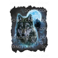 Wolf Full Moon Blue Sublimation transfers - Heat Transfer