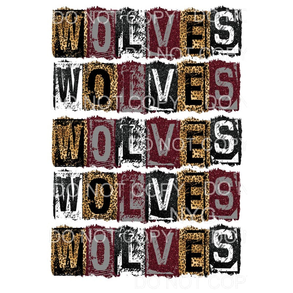 WOLVES MAROON BLACK BLOCK # 277 Sublimation transfers - Heat