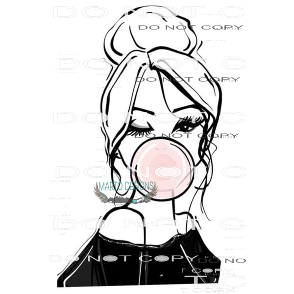 woman blowing bubble # 125 Sublimation transfers - Heat