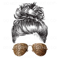 Woman Leopard Aviator Glasses Bun Sublimation transfers - 