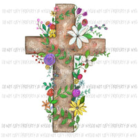 Wooden Cross with floral wrap Sublimation transfers Heat Transfer