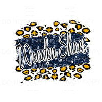 Wooden Shoes Blue and Gold Leopard Sublimation transfers - 