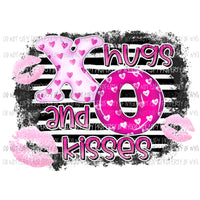 XO Hugs and Kisses pink lips black stripes Sublimation transfers Heat Transfer