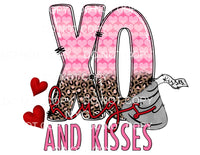 XO Hugs And Kisses Red Pink Hearts Leopard Valentines Day 