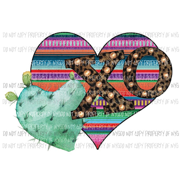 XO serape cactus heart Sublimation transfers Heat Transfer