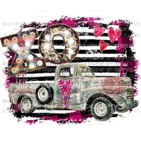 XO truck black stripes pink dream catcher hearts Valentines Day Sublimation transfers Heat Transfer