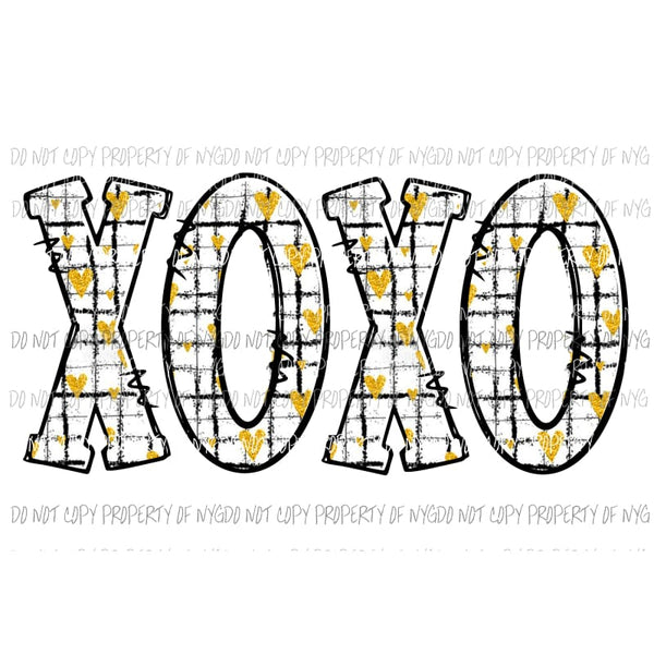 XOXO #2 hearts stripes gold black Sublimation transfers Heat Transfer