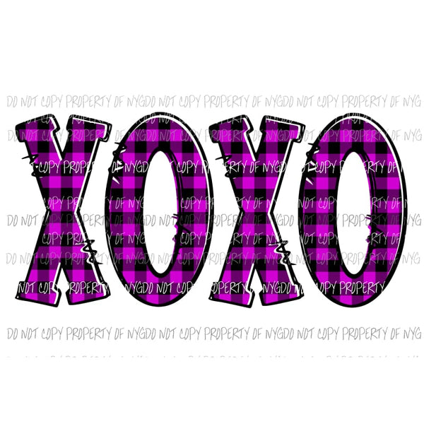 XOXO #3 purple plaid Sublimation transfers Heat Transfer