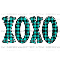 XOXO #7 turquoise plaid Sublimation transfers Heat Transfer