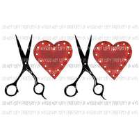 XOXO hairdresser scissors red hearts Sublimation transfers Heat Transfer